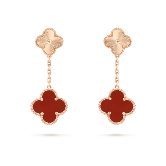 [Riva Jewelry ]CLOVER 2 MOTIF  LASER CARNELIAN EARRINGS