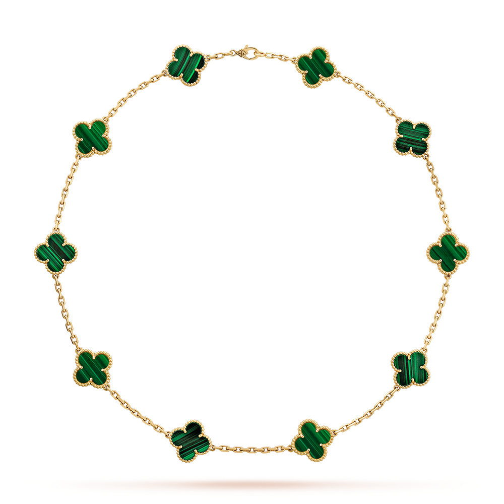 [Riva Jewelry ]CLOVER 10 MOTIFS MALACHITE NECKLACE