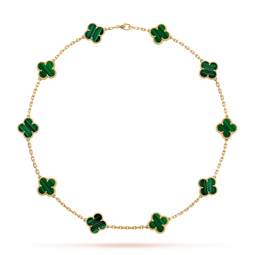 [Riva Jewelry ]CLOVER 10 MOTIFS MALACHITE NECKLACE