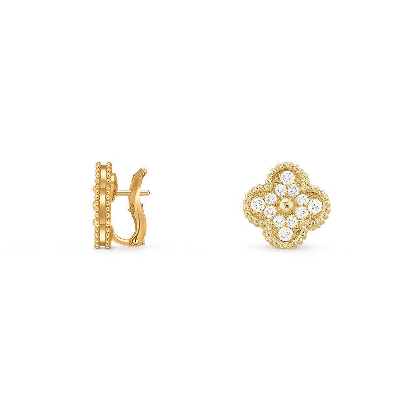 [Riva Jewelry]15MM CLOVER FLOWER STUD EARRINGS GOLD COLLECTION