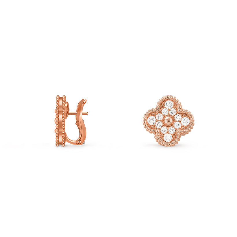 [Riva Jewelry]15MM クローバー フラワースタッドピアス ローズゴールドコレクション