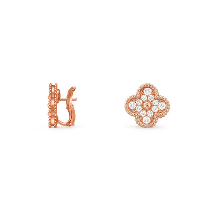 [Riva Jewelry]15MM クローバー フラワースタッドピアス ローズゴールドコレクション