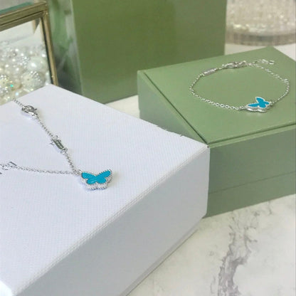 [Riva Jewelry ]BUTTERFLY TURQUOISE BUTTERFLY BRACELET SILVER
