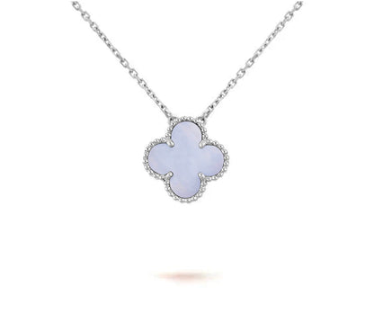 [Riva Jewelry]15MM CLOVER FLOWER PENDANT NECKLACE WHITE GOLD COLLECTION
