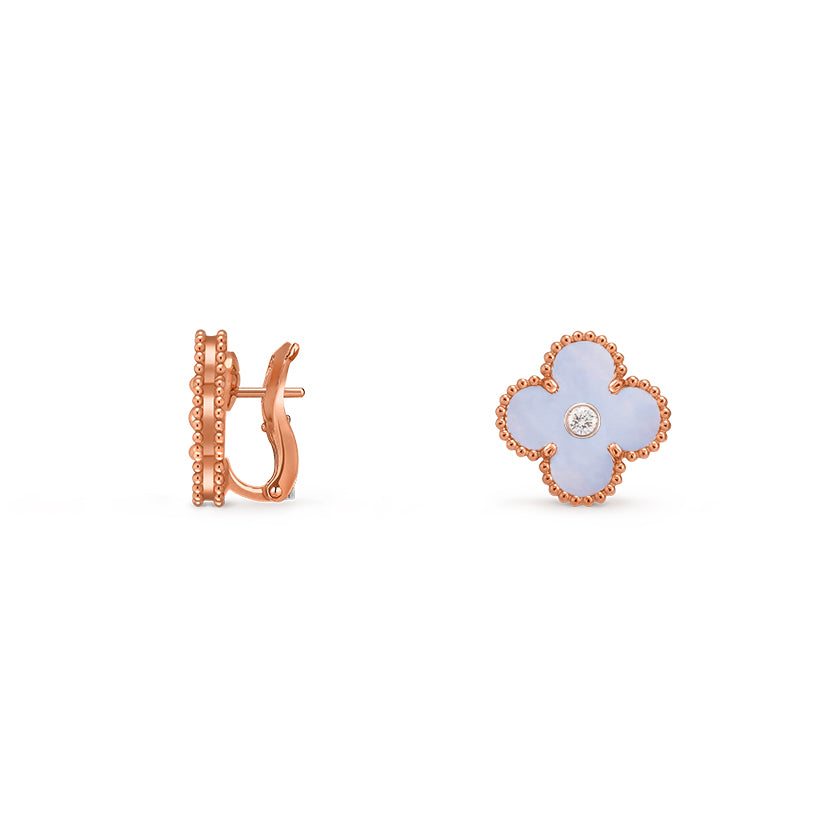 [Riva Jewelry]15MM KLEEBBLUMEN-OHRSTECKER DIAMOND-ROSE GOLD KOLLEKTION
