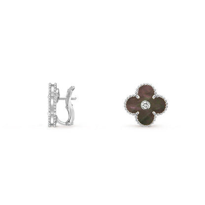 [Riva Schmuck]15MM KLEEBLUMEN-OHRSTECKER DIAMANT-WEISSGOLD-KOLLEKTION