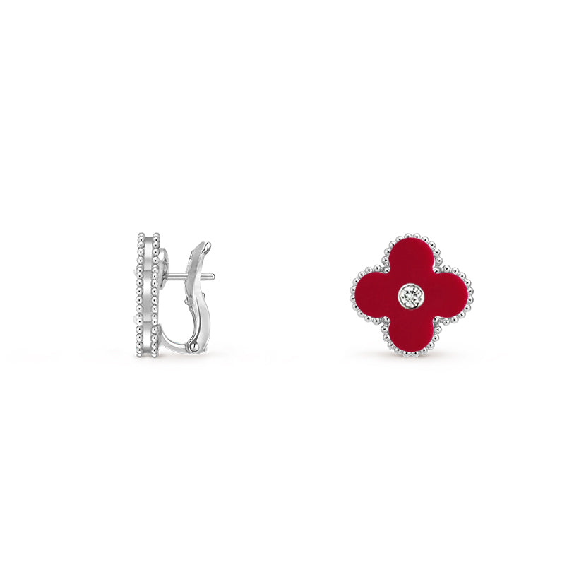 [Riva Schmuck]15MM KLEEBLUMEN-OHRSTECKER DIAMANT-WEISSGOLD-KOLLEKTION