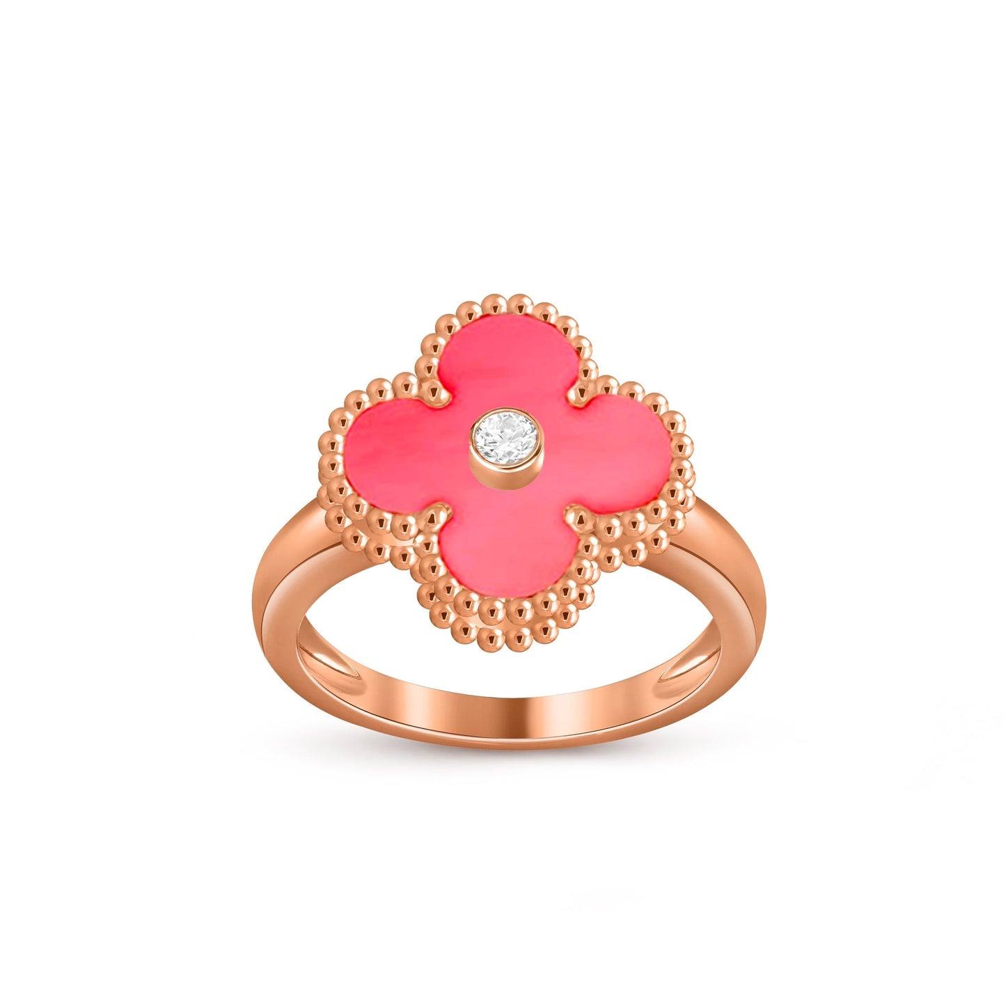 [Riva Jewelry]Glücks-Klee Diamant-Akzent-Roségoldring-Kollektion