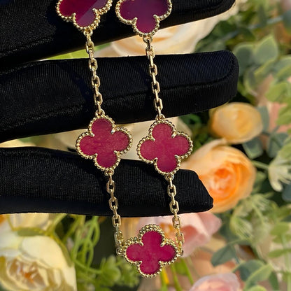 [Riva  Jewelry]NEW CLOVER 5 MOTIFS PINK ENAMEL BRACELET