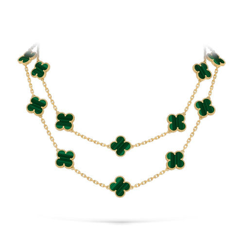 [Riva Jewelry]クラシック20モチーフ ラッキークローバー ロングネックレス ゴールドコレクション