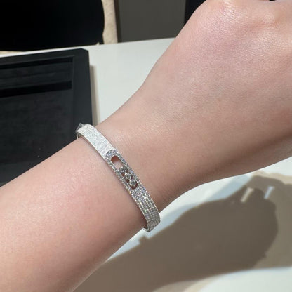 [Riva Jewelry]ムーブ ノア シズレ ハーフパヴェ ダイヤモンド バングル ブレスレット