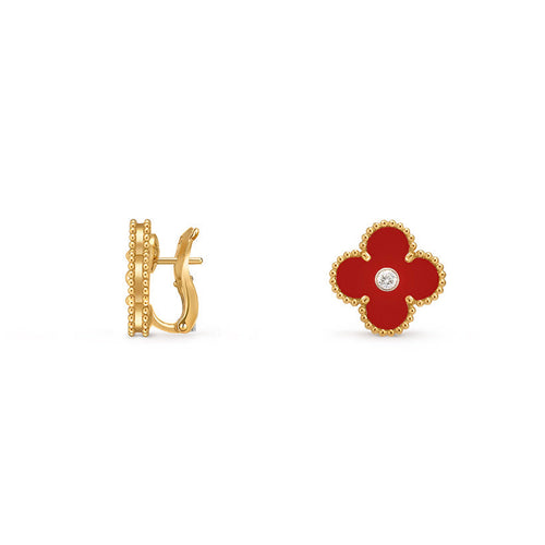 [Riva Jewelry]15MM クローバー フラワースタッドピアス ダイヤモンド-ゴールドコレクション