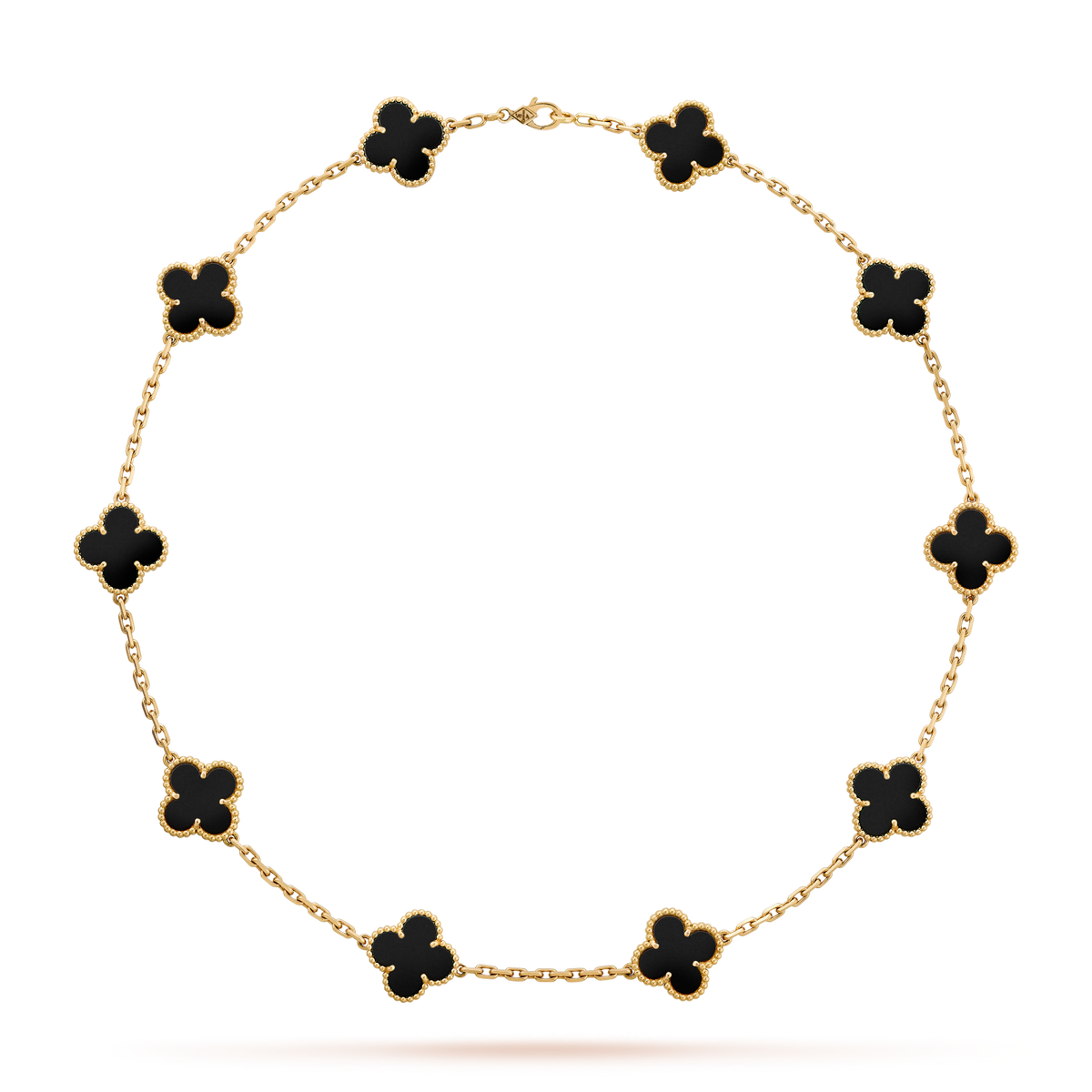 [Riva Jewelry ]CLOVER 10 MOTIFS ONYX NECKLACE