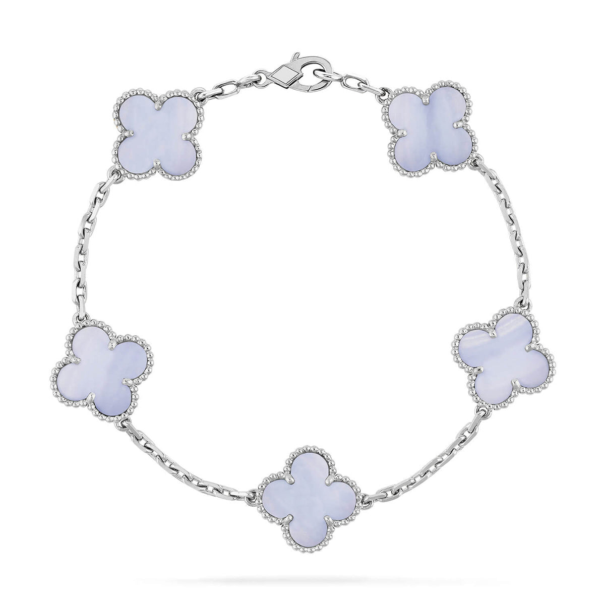 [Riva Jewelry]ラッキー クローバー 5モチーフ ブレスレット - パープルカルセドニー コレクション