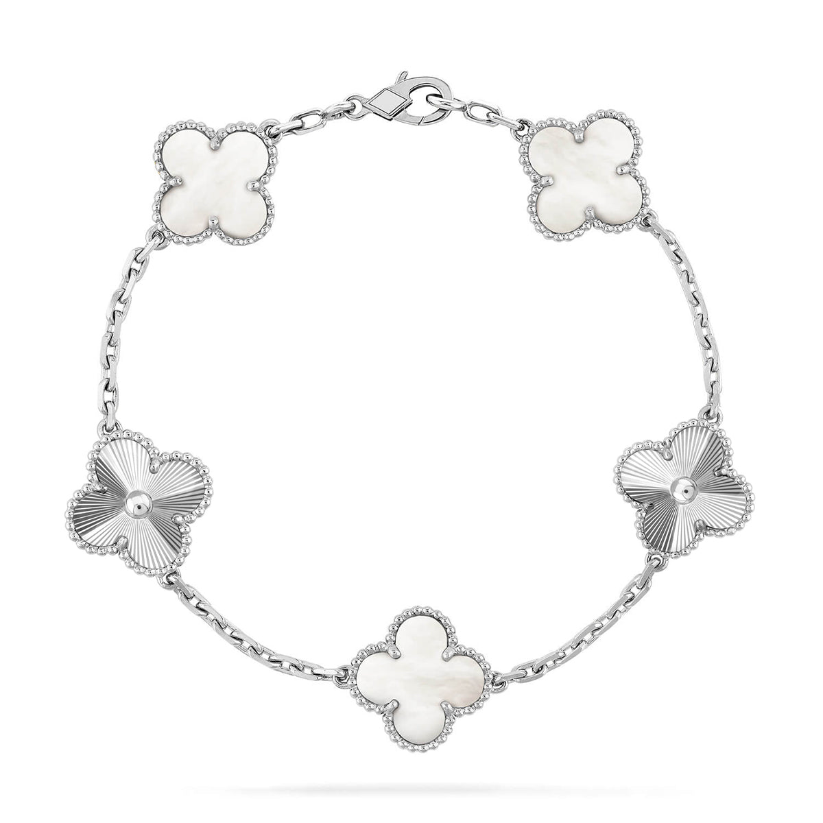 [Riva Jewelry ]CLOVER WHITE PEARL MOP 5 MOTIF BRACELET COLLECTION