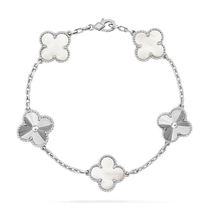 [Riva Jewelry ]CLOVER WHITE PEARL MOP 5 MOTIF BRACELET COLLECTION