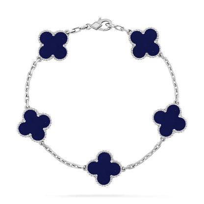 [Riva Jewelry]LUCKY CLOVER 5-MOTIF BRACELET - LAPIS LAZULI COLLECTION