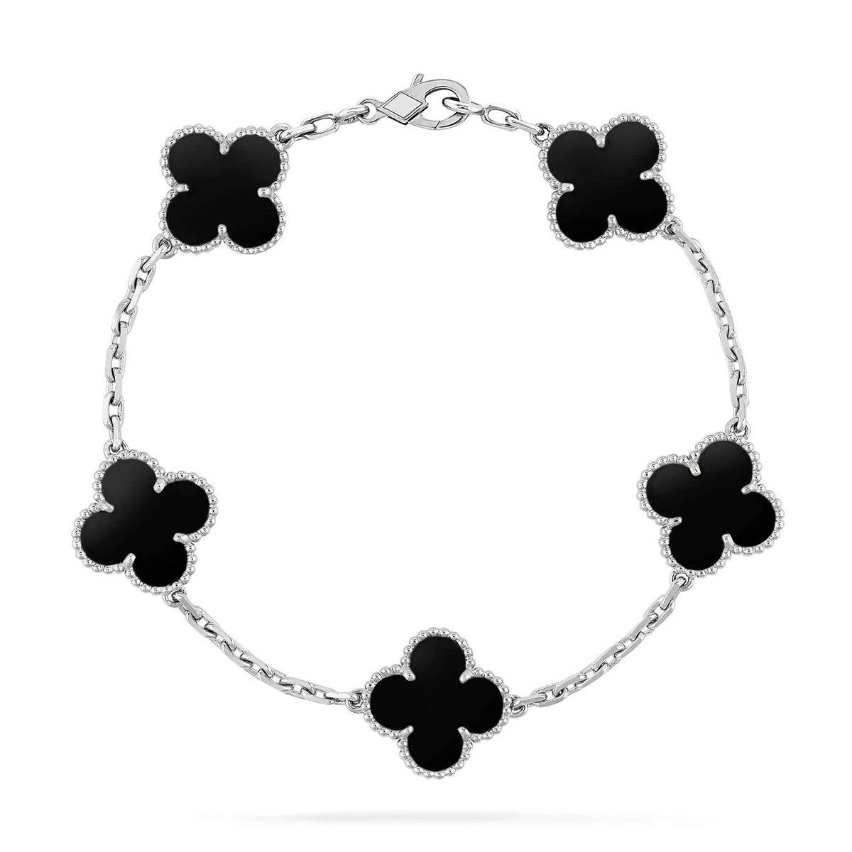 [Riva Schmuck]Glückskleeblatt-Armband mit 5 Motiven - SCHWARZE ONYX-KOLLEKTION