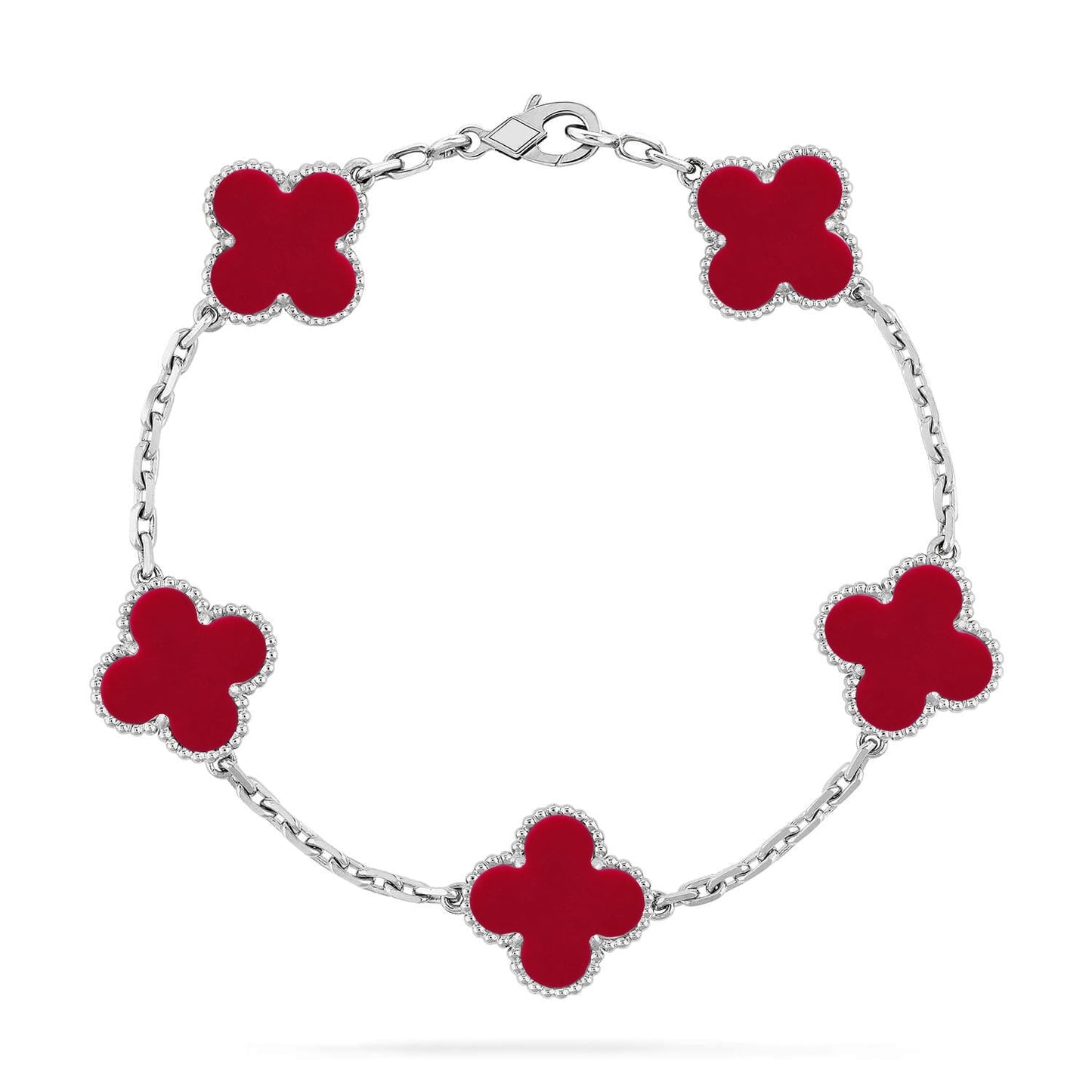 [Riva Jewelry]LUCKY CLOVER 5-MOTIV ARMBAND - RED CARNELIAN KOLLEKTION