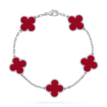 [Riva Jewelry]LUCKY CLOVER 5-MOTIV ARMBAND - RED CARNELIAN KOLLEKTION