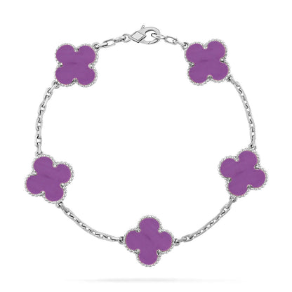 [Riva Jewelry]LUCKY CLOVER 5-MOTIF BRACELET - VIOLET COLLECTION