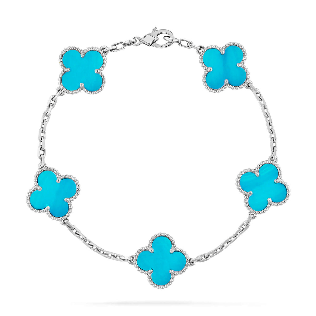 [Riva Jewelry]LUCKY CLOVER 5-MOTIF ARMBAND - TÜRKIS KOLLEKTION