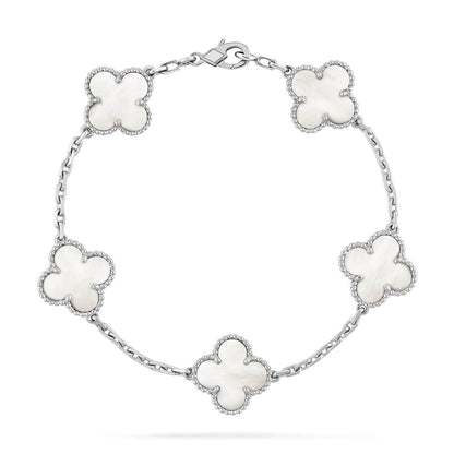 [Riva Jewelry ]CLOVER WHITE PEARL MOP 5 MOTIF BRACELET COLLECTION