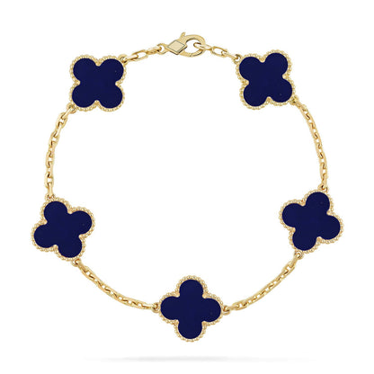 [Riva Jewelry]LUCKY CLOVER 5-MOTIF BRACELET - LAPIS LAZULI COLLECTION