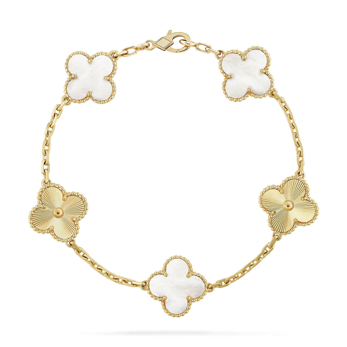 [Riva Jewelry ]CLOVER WHITE PEARL MOP 5 MOTIF BRACELET COLLECTION