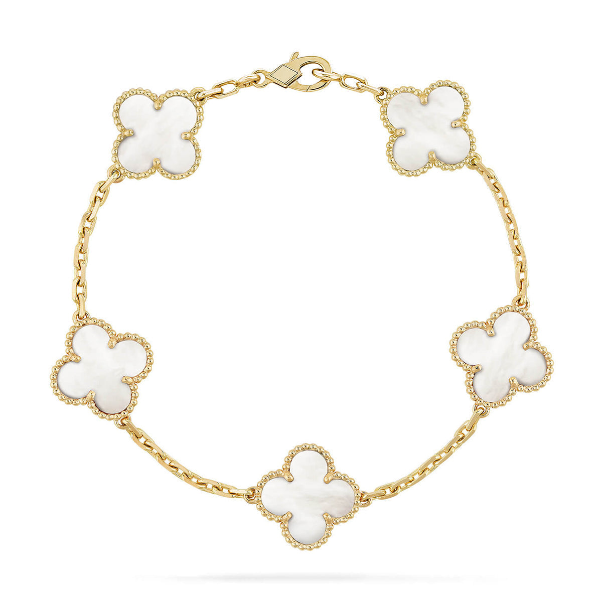[Riva Jewelry ]CLOVER WHITE PEARL MOP 5 MOTIF BRACELET COLLECTION