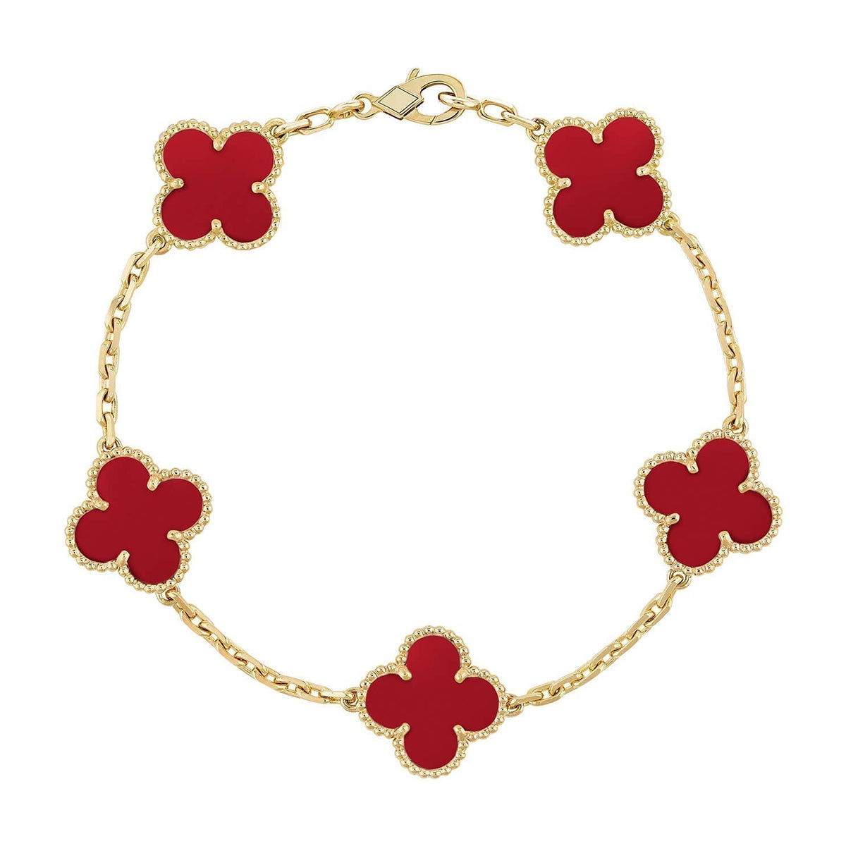 [Riva Jewelry ] CLOVER 5 MOTIF RED CORNELIAN BRACELET COLLECTION