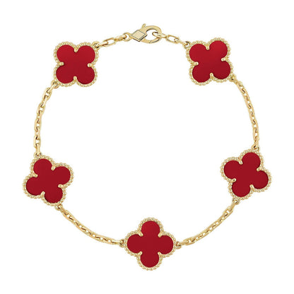 [Riva Jewelry ] CLOVER 5 MOTIF RED CORNELIAN BRACELET COLLECTION