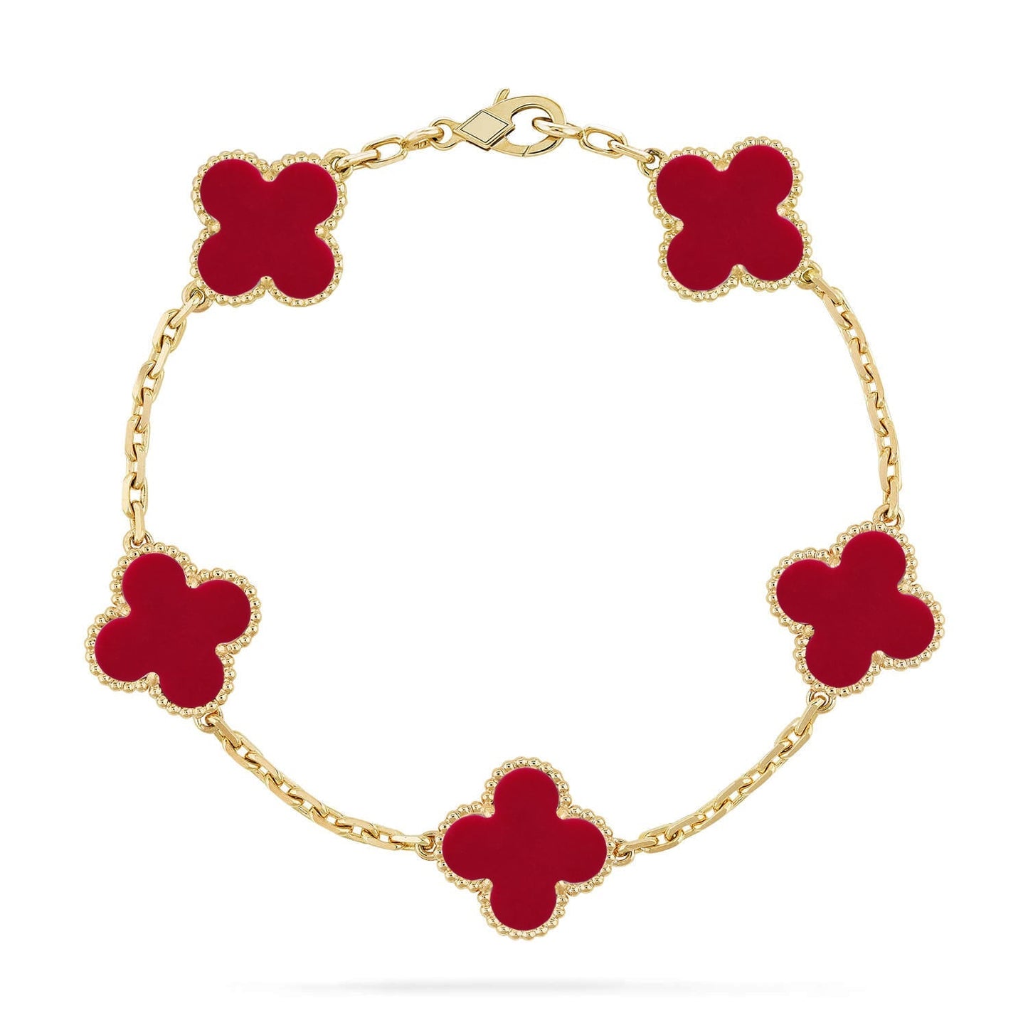 [Riva Jewelry]LUCKY CLOVER 5-MOTIV ARMBAND - RED CARNELIAN KOLLEKTION