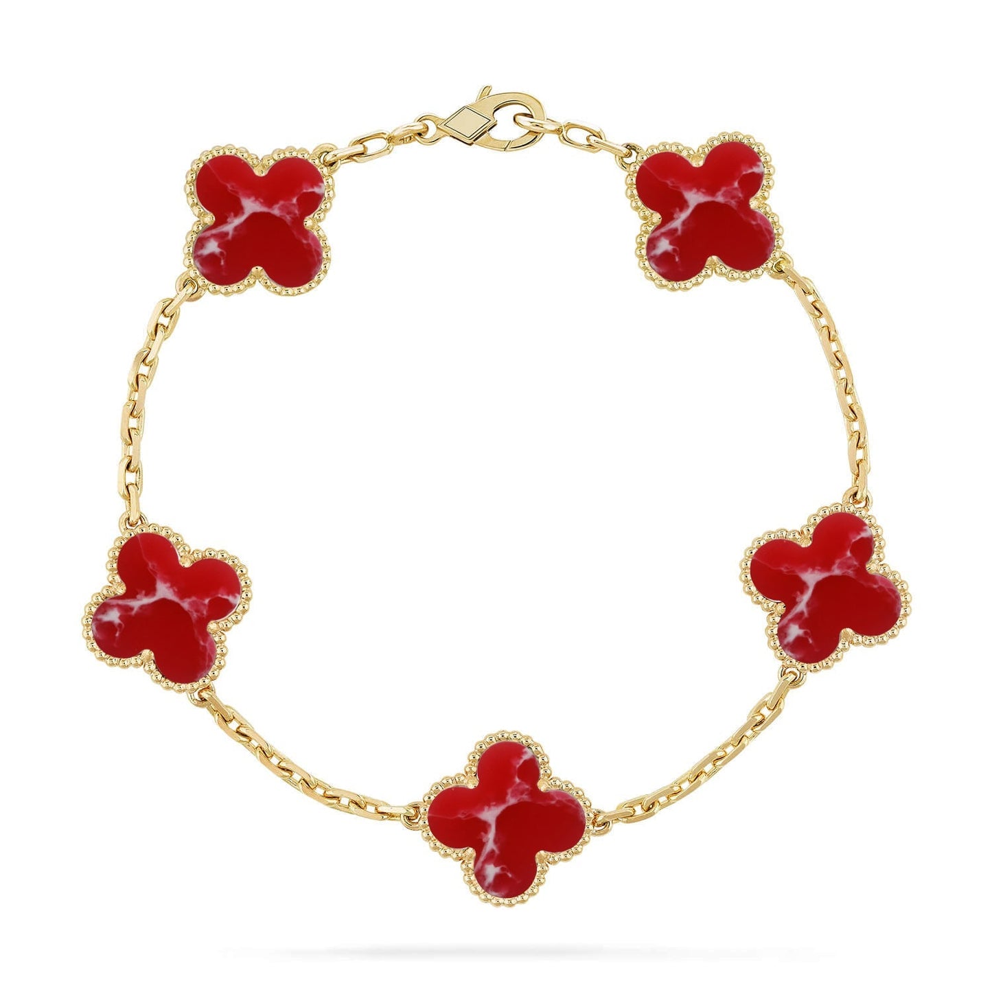 [Riva Schmuck]LUCKY CLOVER 5-MOTIV-ARMBAND - RED LARIMAR KOLLEKTION