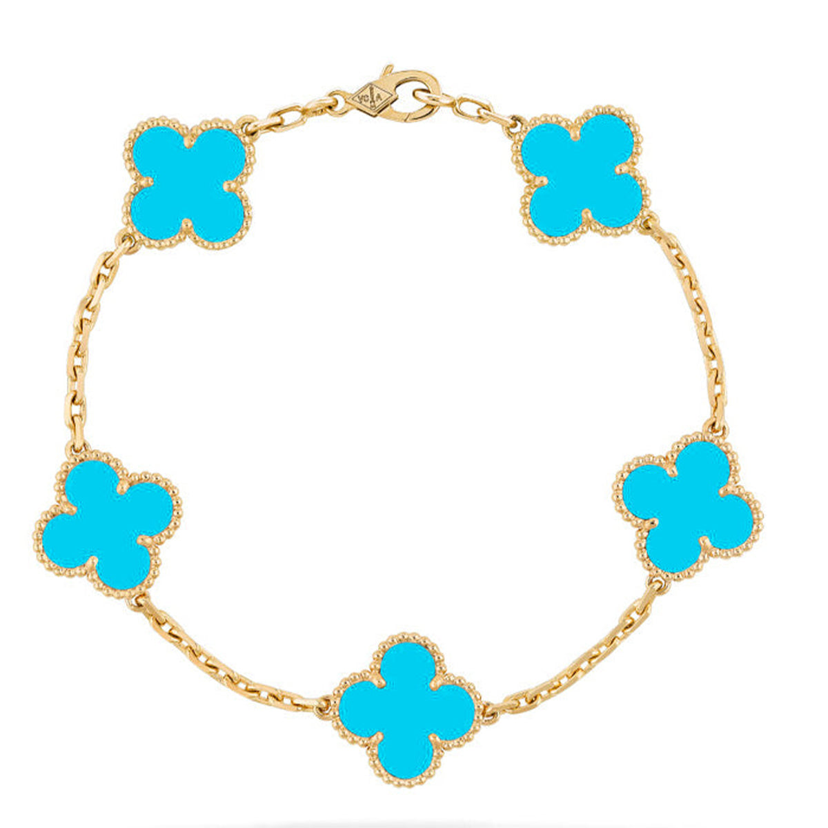 [Riva Jewelry]LUCKY CLOVER 5-MOTIF ARMBAND - TÜRKIS KOLLEKTION