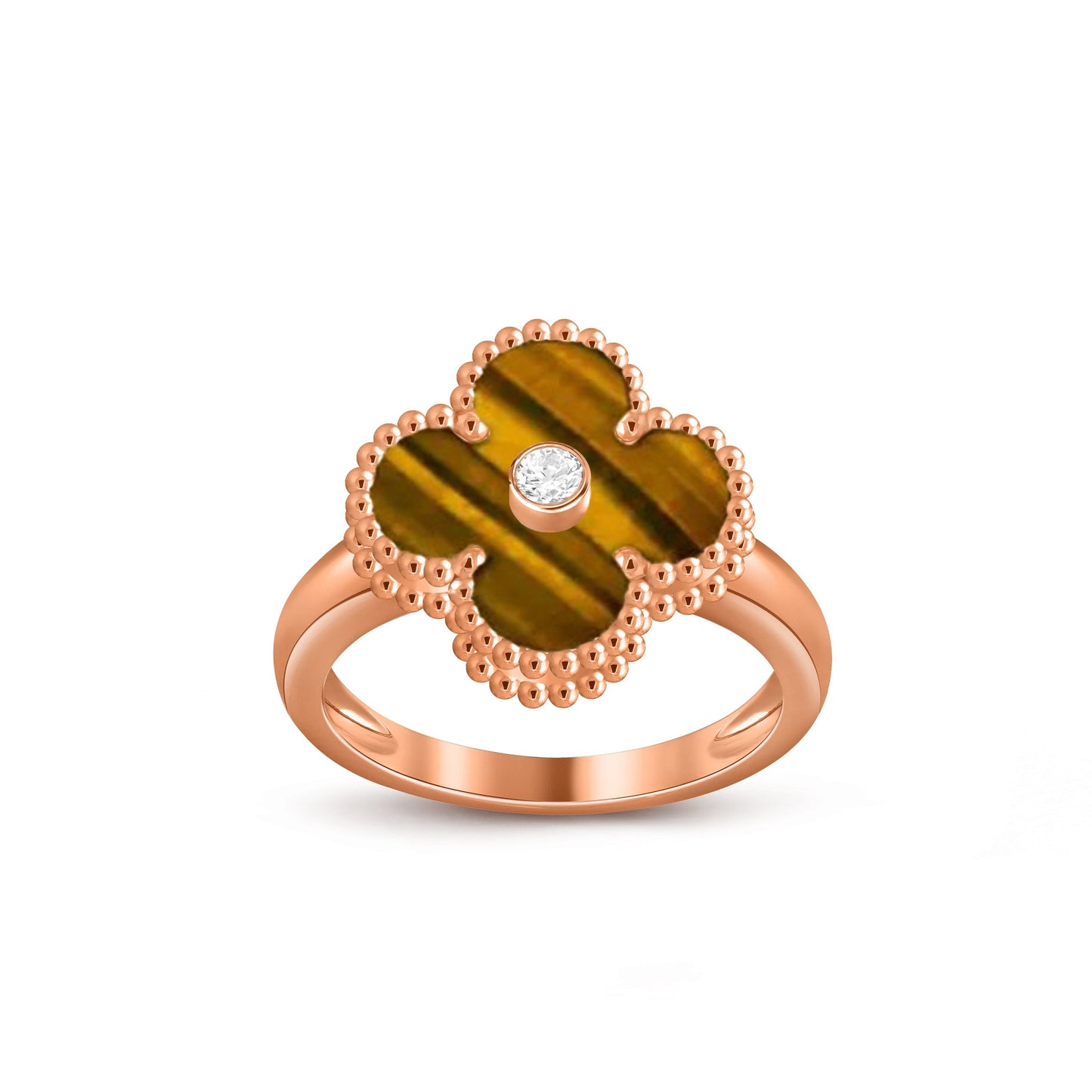 [Riva Jewelry]Glücks-Klee Diamant-Akzent-Roségoldring-Kollektion