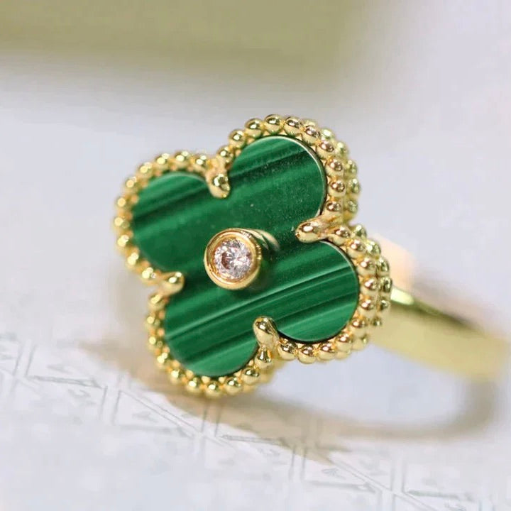 [Riva Jewelry ]CLOVER MALACHITE RING GOLD DIAMOND