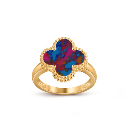[Riva Jewelry]Glücks-Klee-Goldring-Kollektion im Vintage-Stil