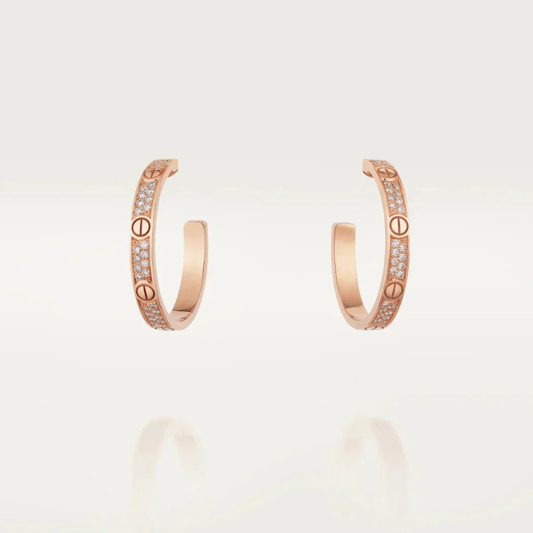 [Riva Jewelry ]LOVE DIAMOND PINK GOLD HOOP EARRINGS