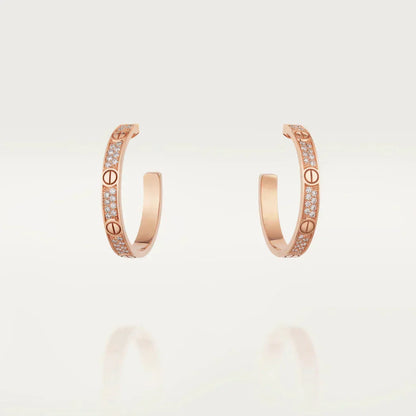[Riva Jewelry ]LOVE DIAMOND PINK GOLD HOOP EARRINGS
