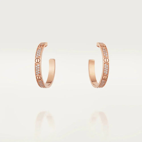 [Riva Jewelry ]LOVE DIAMOND PINK GOLD HOOP EARRINGS