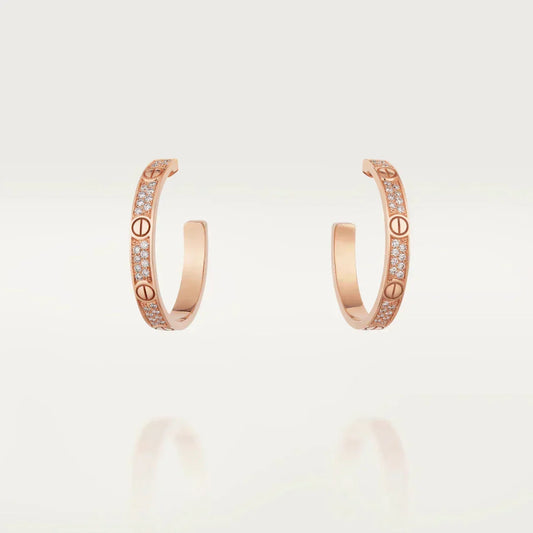 [Riva Jewelry ]LOVE DIAMOND PINK GOLD HOOP EARRINGS