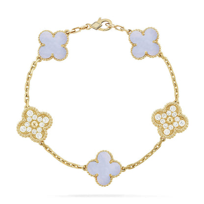 [Riva Jewelry ] CLOVER 5 MOTIF PURPLE CHALCEDONY BRACELET COLLECTION