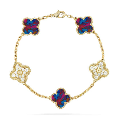 [Riva Jewelry ]CLOVER 5 MOTIF COLOR GEMSTONES BRACELET COLLECTION
