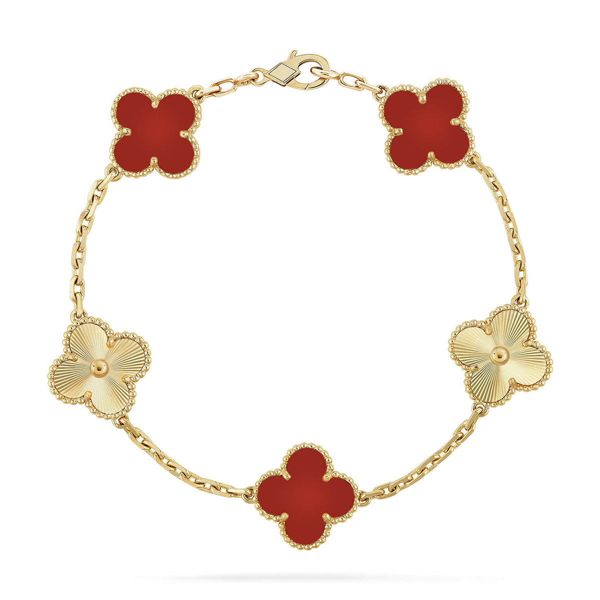 [Riva Jewelry ] CLOVER 5 MOTIF RED CORNELIAN BRACELET COLLECTION