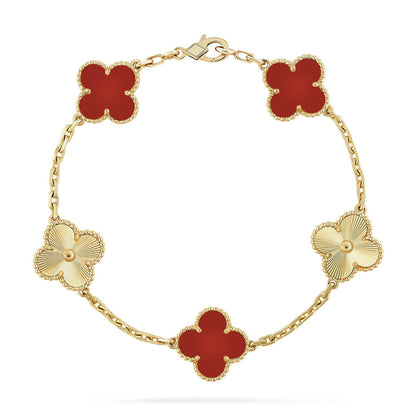 [Riva Jewelry ] CLOVER 5 MOTIF RED CORNELIAN BRACELET COLLECTION