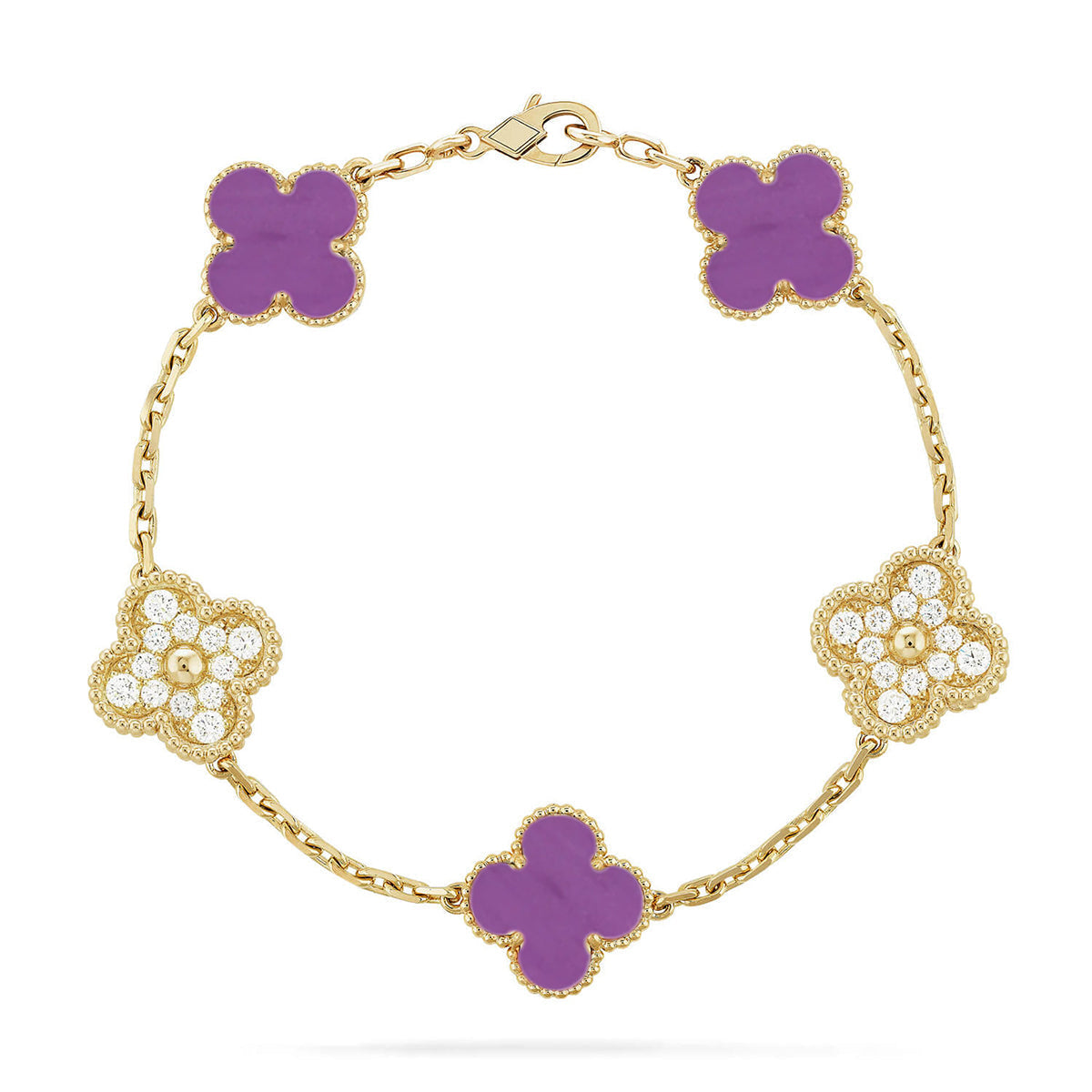 [Riva Jewelry ] CLOVER 5 MOTIF VIOLET BRACELET COLLECTION