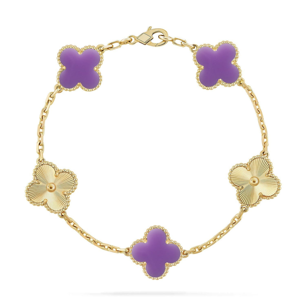 [Riva Jewelry ]CLOVER 5 MOTIF LIGHT PURPLE BRACELET COLLECTION