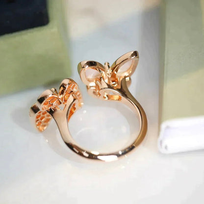 [Riva Jewelry ]TWIN BUTTERFLY DIAMOND MOP RING