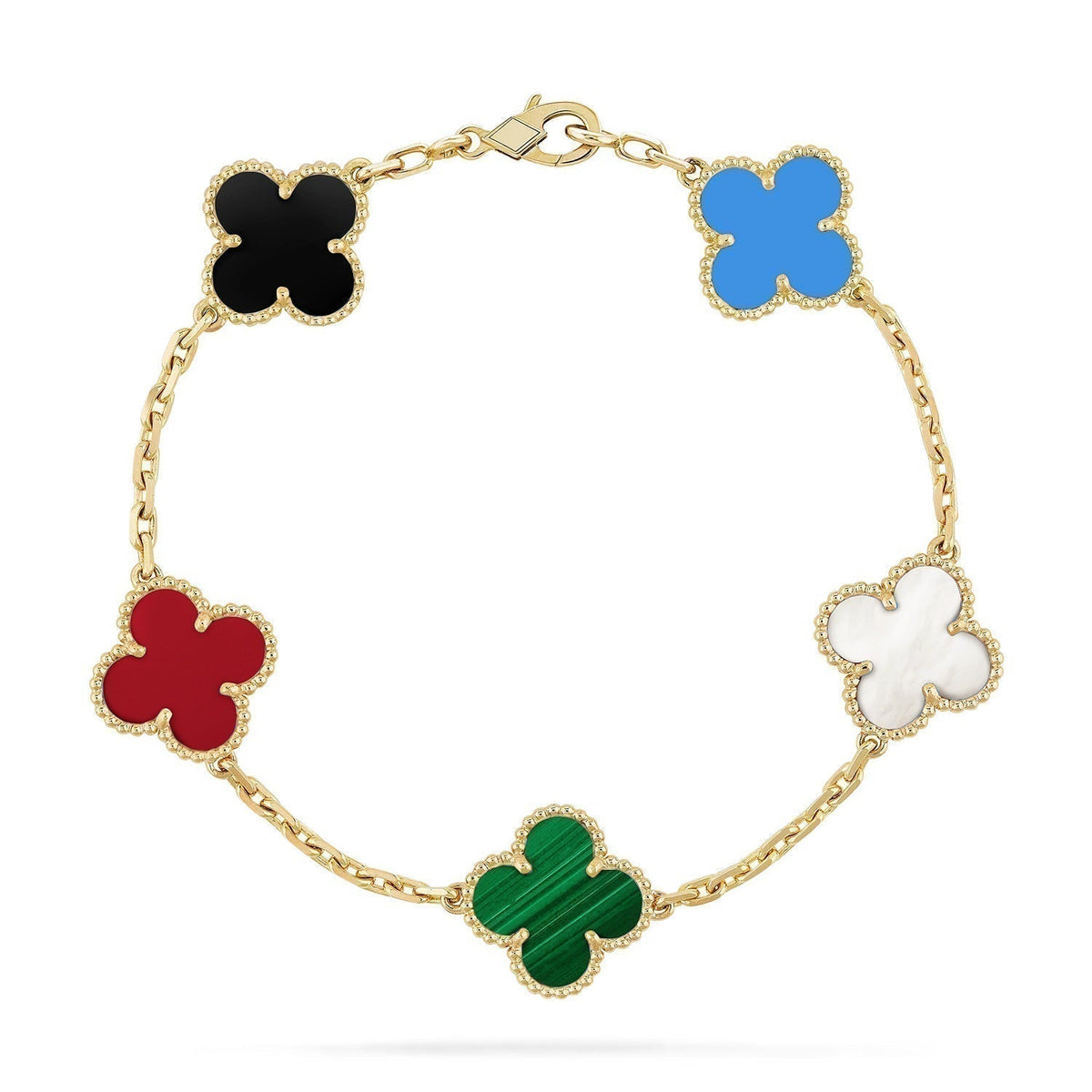 [Riva Jewelry ]CLOVER 5 MOTIFS MULTICOLOR BRACELET